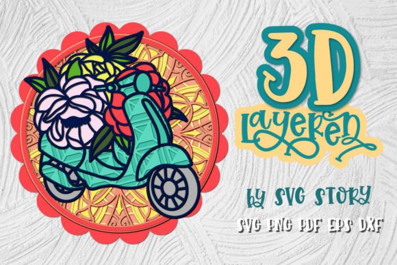 3D Layered Easter Design Scooter SVG for Laser Cutting