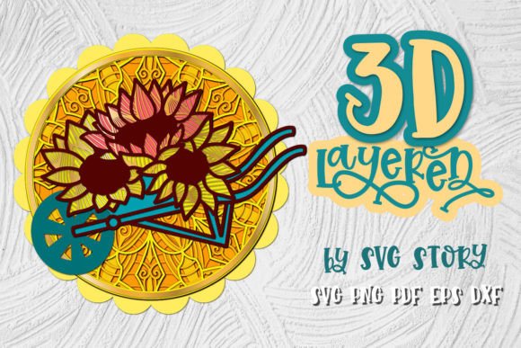 3D Layered Easter Design Sunflowers SVG for Laser Cutting