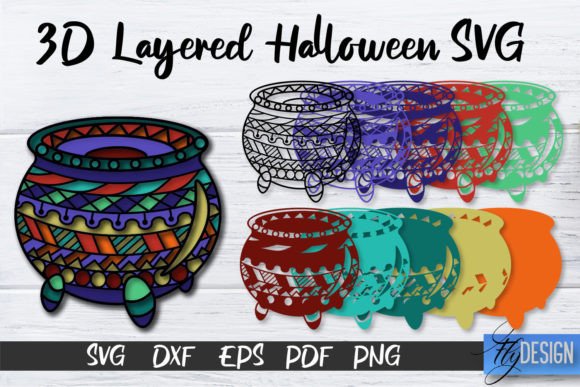 3D Layered Halloween SVG Graphics