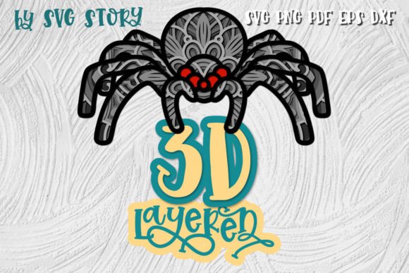 3D Layered Spider Halloween Design SVG