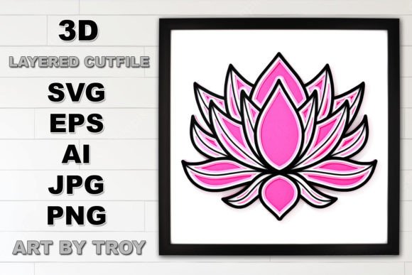 3D Lotus Flower Layered SVG Cut File