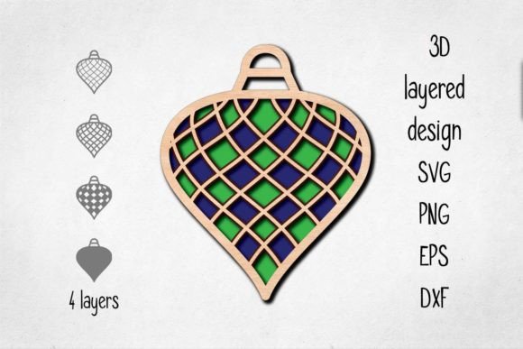 3D SVG Christmas Ornament Cut File
