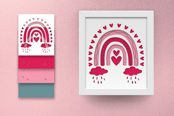Boho Rainbow Shadow Box Design 3D SVG