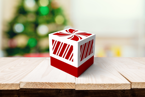 Candy Cane Stripe Cube Box SVG
