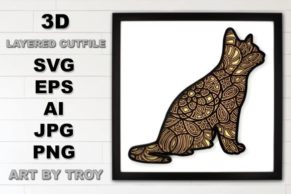 Cat Mandala Layered SVG Cut File