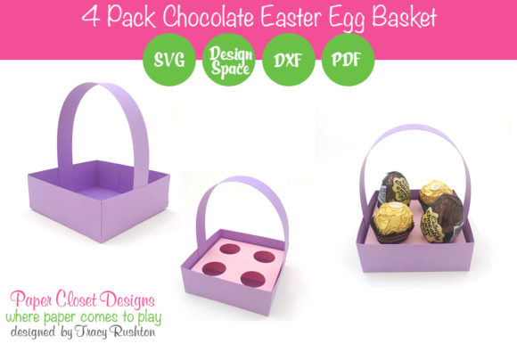 Chocolate Easter Egg Basket Four Pack 3D SVG