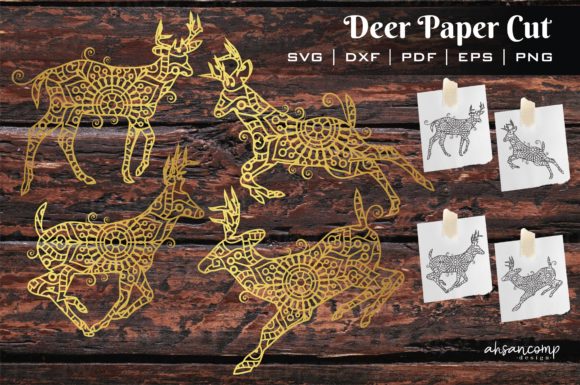 Deer Paper Cut, 3D SVG Shapes