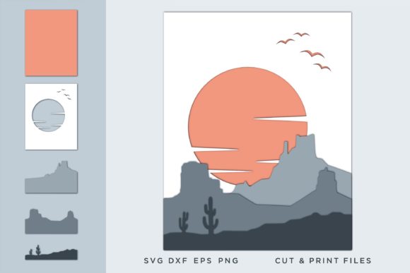 Desert Landscape, Layered Mountain Svg