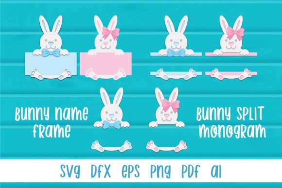 Easter Bunny Slip Monogram Bunny Name 3D SVG Shapes