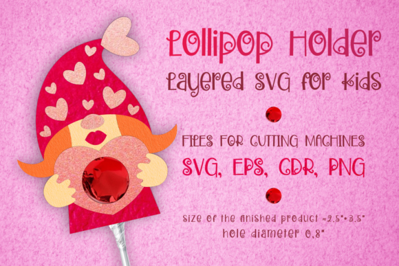 Gnome Girl Lollipop Holder - Valentines