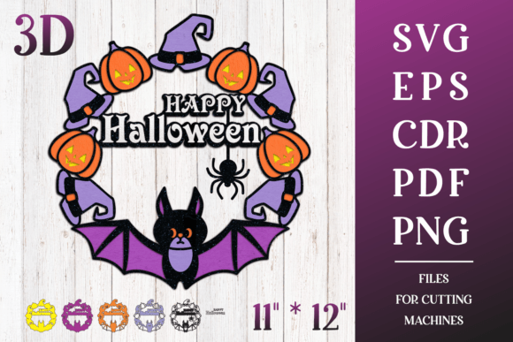 Halloween Door Sign with Bat 3D Layered
