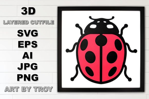Lady Bug 3D Layered SVG Cut File for Graphics and Crafts