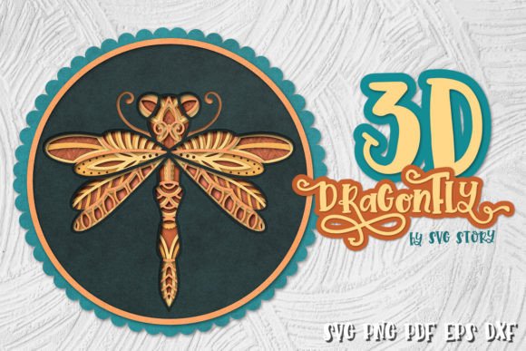 Layered Dragonfly Design 3D SVG