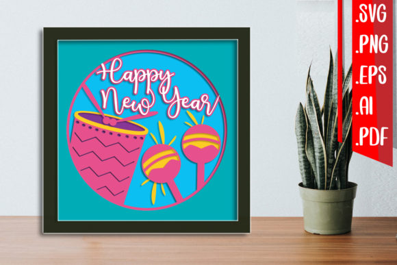 Layered New Year Papercut 4 SVG: 3D Shapes for Creative Design