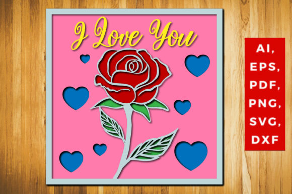 Layered Valentine’s Rose 3D SVG File