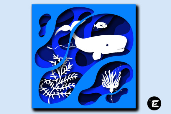Layered Whale 3D SVG for Shadow Boxes