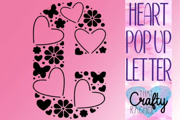 Letter C Pop Up Heart Template Graphic