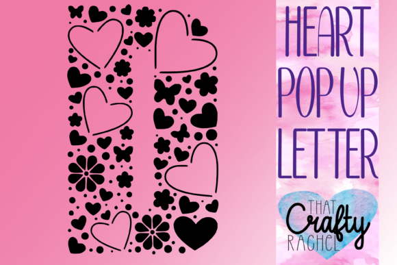 Letter D Pop Up Heart Template Graphic