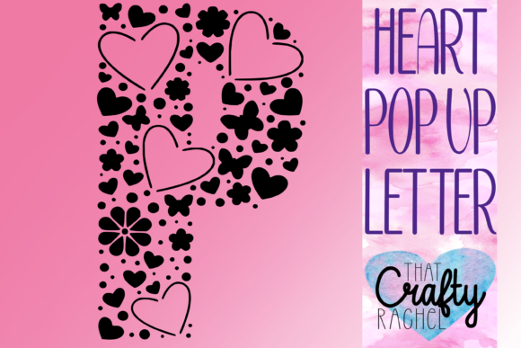 Letter P Pop Up Heart Template Graphic