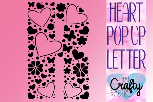 Letter R Pop Up Heart Template 3D SVG Shapes