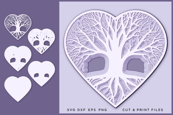 Tree Heart Multilayer 3D SVG Shapes